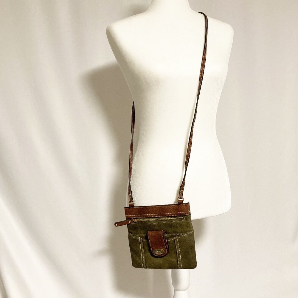 boc Mini Crossbody Bag Faux Leather Neutral Green & Brown